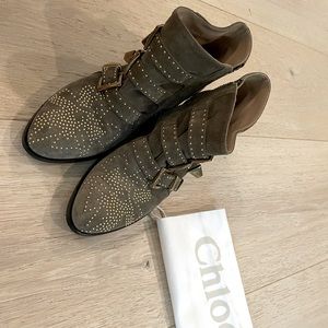 Chloe Tan Studded Boots